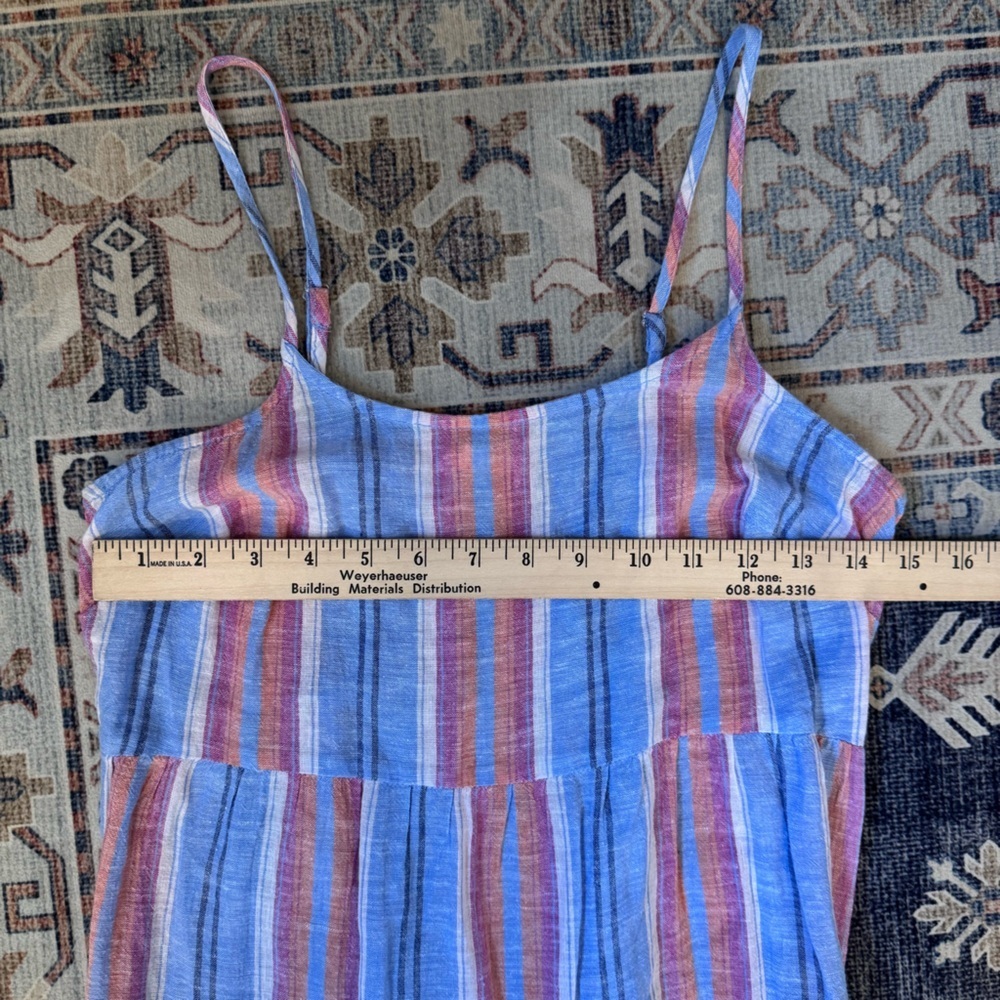 Beachlunchlounge Lana Stripe Linen & Cotton Tiered Stripes Midi Sundress Size XS - Picture 8 of 10